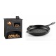 Set Küchenofen / Küchenhexe mit Backofen und Kochplatte Prity, Modell 1P34, Leistung 10.1kW + Emaillierte grillpfanne Gusseisen Solagio, Black Onyx, Ф28cm | Kaminofen - Holzofen mit Backfach | Kaminofen |