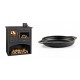 Set Küchenofen / Küchenhexe mit Backofen und Kochplatte Prity, Modell 1P34, Leistung 10.1kW + Emaillierte gusseisenpfanne mit zwei Griffen Solagio, Black Onyx, Ф22cm | Kaminofen - Holzofen mit Backfach | Kaminofen |