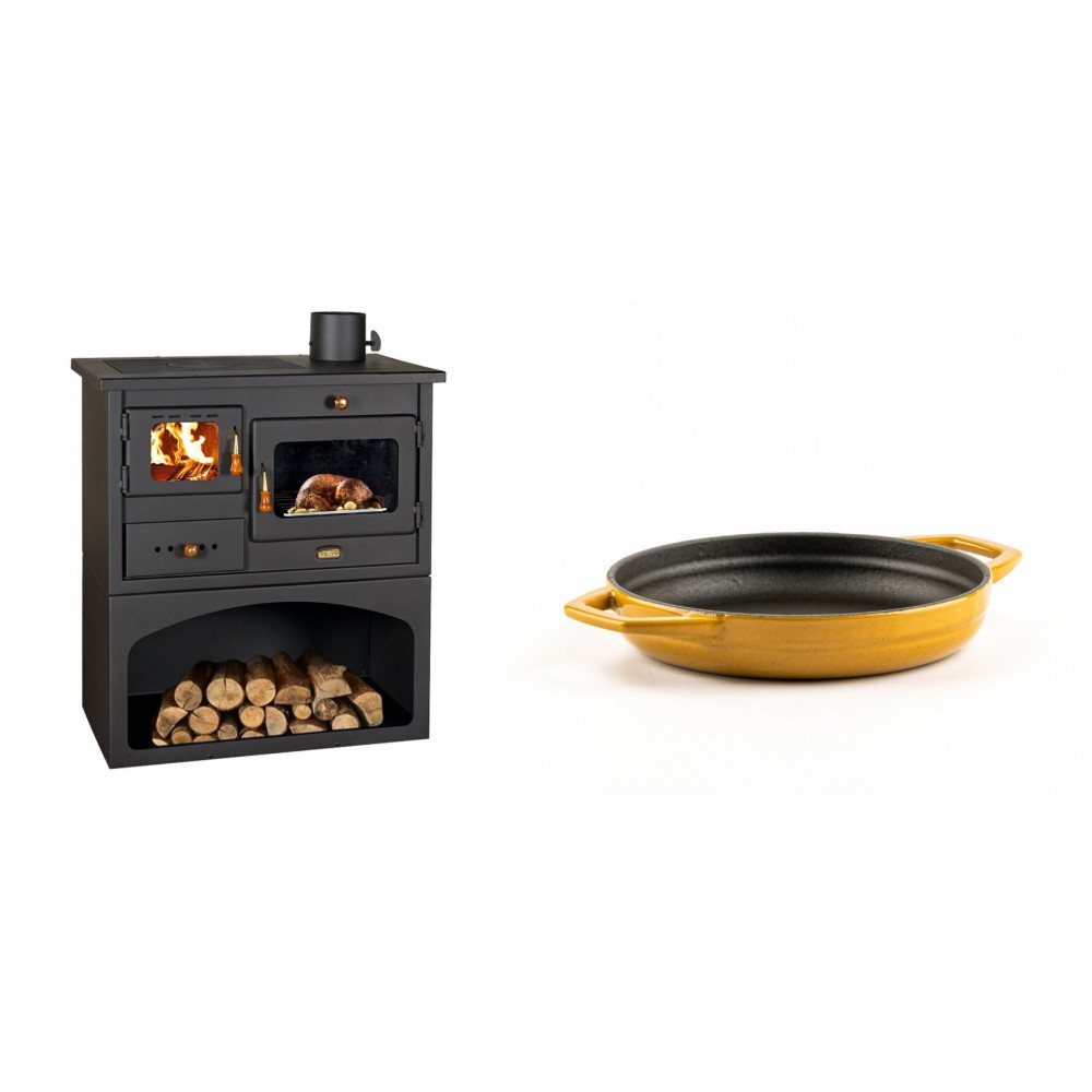 Set Küchenofen / Küchenhexe mit Backofen und Kochplatte Prity, Modell 1P34, Leistung 10.1kW + Emaillierte gusseisenpfanne mit zwei Griffen Solagio, Dijon, Ф16cm