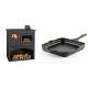 Set Küchenofen / Küchenhexe mit Backofen und Kochplatte Prity, Modell 1P34, Leistung 10.1kW + Emaillierte Gusseisenpfanne Solagio, Black Onyx, 28x28cm | Kaminofen - Holzofen mit Backfach | Kaminofen |