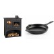 Set Küchenofen / Küchenhexe mit Backofen und Kochplatte Prity, Modell 1P34, Leistung 10.1kW + Emaillierte Gusseisenpfanne Solagio, Black Onyx, Ф28cm | Kaminofen - Holzofen mit Backfach | Kaminofen |