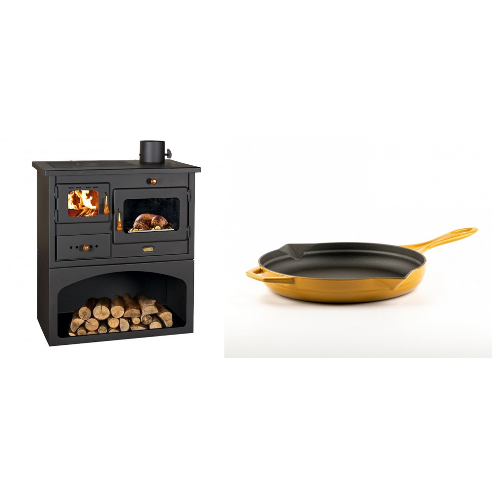 Set Küchenofen / Küchenhexe mit Backofen und Kochplatte Prity, Modell 1P34, Leistung 10.1kW + Emaillierte Gusseisenpfanne Solagio, Dijon, Ф24cm