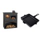 Set Küchenofen / Küchenhexe mit Backofen und Kochplatte Prity, Modell 1P34, Leistung 10.1kW + Emaillierte grillpfanne Gusseisen Solagio, Black Onyx, 26x32cm | Kaminofen - Holzofen mit Backfach | Kaminofen |