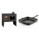 Set Küchenofen / Küchenhexe mit Backofen und Kochplatte Prity, Modell 2P41, Leistung 15.2kW, Füße + Emaillierte Gusseisenpfanne Solagio, Black Onyx, 28x28cm | Kaminofen - Holzofen mit Backfach | Prity |
