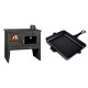 Set Küchenofen / Küchenhexe mit Backofen und Kochplatte Prity, Modell 2P41, Leistung 15.2kW, Füße + Emaillierte grillpfanne Gusseisen Solagio, Black Onyx, 26x32cm | Kaminofen - Holzofen mit Backfach | Prity |