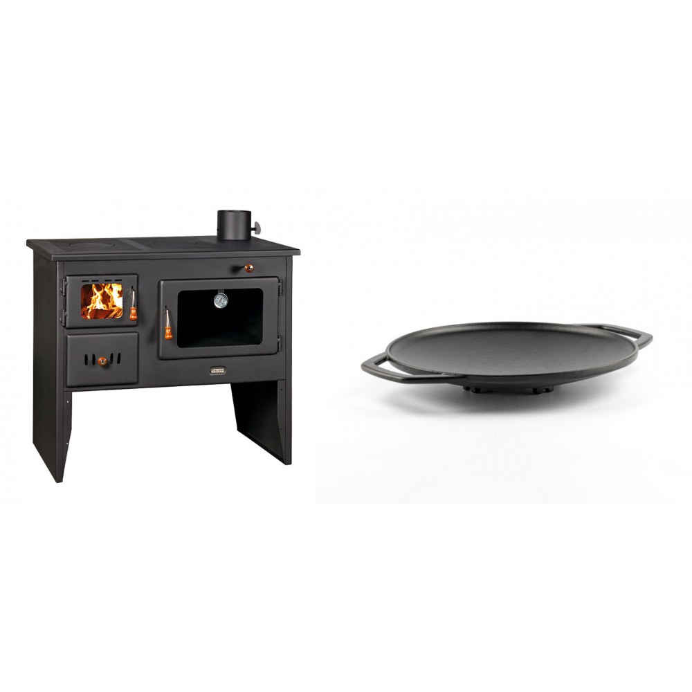 Set Küchenofen / Küchenhexe mit Backofen und Kochplatte Prity, Modell 2P41, Leistung 15.2kW, Füße + Backplatte aus Gusseisen Solagio, Ф28cm