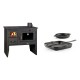 Set Küchenofen / Küchenhexe mit Backofen und Kochplatte Prity, Modell 2P41, Leistung 15.2kW, Füße + Gusseisen Topf Set aus 2 teilen Solagio, Black Onyx | Kaminofen - Holzofen mit Backfach | Prity |