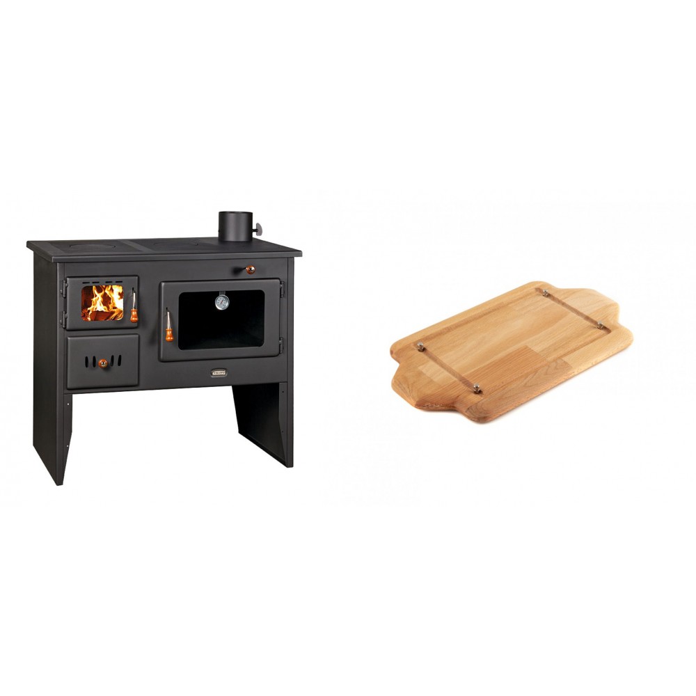 Set Küchenofen / Küchenhexe mit Backofen und Kochplatte Prity, Modell 2P41, Leistung 15.2kW, Füße + Holz untersetzer für mini-gusseisenplatte Solagio HSDDHP1522 | Kaminofen - Holzofen mit Backfach | Prity |