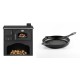Set Küchenofen / Küchenhexe mit Backofen und Kochplatte Zvezda, Modell Classic GF, Leistung 5.9kW + Emaillierte grillpfanne Gusseisen Solagio, Black Onyx, Ф24cm | Kaminofen - Holzofen mit Backfach | Kaminofen |