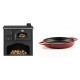 Set Küchenofen / Küchenhexe mit Backofen und Kochplatte Zvezda, Modell Classic GF, Leistung 5.9kW + Emaillierte gusseisenpfanne mit zwei Griffen Solagio, Rubin, Ф22cm | Kaminofen - Holzofen mit Backfach | Kaminofen |