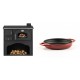 Set Küchenofen / Küchenhexe mit Backofen und Kochplatte Zvezda, Modell Classic GF, Leistung 5.9kW + Emaillierte gusseisenpfanne mit zwei Griffen Solagio, Rubin, Ф19cm | Kaminofen - Holzofen mit Backfach | Kaminofen |