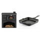 Set Küchenofen / Küchenhexe mit Backofen und Kochplatte Zvezda, Modell Classic GF, Leistung 5.9kW + Emaillierte Gusseisenpfanne Solagio, Black Onyx, 28x28cm | Kaminofen - Holzofen mit Backfach | Kaminofen |