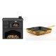 Set Küchenofen / Küchenhexe mit Backofen und Kochplatte Zvezda, Modell Classic GF, Leistung 5.9kW + Emaillierte Gusseisenpfanne Solagio, Dijon, 28x28cm | Kaminofen - Holzofen mit Backfach | Kaminofen |