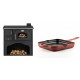 Set Küchenofen / Küchenhexe mit Backofen und Kochplatte Zvezda, Modell Classic GF, Leistung 5.9kW + Emaillierte Gusseisenpfanne Solagio, Rubin, 28x28cm | Kaminofen - Holzofen mit Backfach | Kaminofen |