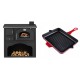 Set Küchenofen / Küchenhexe mit Backofen und Kochplatte Zvezda, Modell Classic GF, Leistung 5.9kW + Emaillierte grillpfanne Gusseisen Solagio, Rubin, 26x32cm | Kaminofen - Holzofen mit Backfach | Kaminofen |