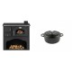 Set Küchenofen / Küchenhexe mit Backofen und Kochplatte Zvezda, Modell Classic GF, Leistung 5.9kW + Gusseisen Topf Tiefer Solagio, Black Onyx, Ф12 | Kaminofen - Holzofen mit Backfach | Kaminofen |