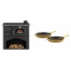 Set Küchenofen / Küchenhexe mit Backofen und Kochplatte Zvezda, Modell Classic GF, Leistung 5.9kW + Gusseisen Topf Set aus 2 teilen Solagio, Dijon | Kaminofen - Holzofen mit Backfach | Kaminofen |