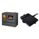 Set Küchenofen mit Backofen und Kochplatte Balkan Energy, Modell 4020, Obere Platte aus Gusseisen, Leistung 7.9kW + Emaillierte grillpfanne Gusseisen Solagio, Black Onyx, 26x32cm | Kaminofen - Holzofen mit Backfach | Kaminofen |