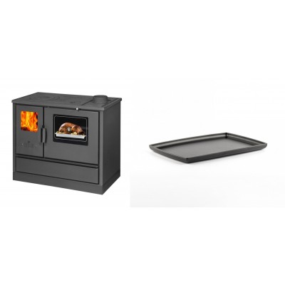 Set Küchenofen mit Backofen und Kochplatte Balkan Energy, Modell 4020, Obere Platte aus Gusseisen, Leistung 7.9kW + Rechteckige Servierplatte aus Gusseisen Solagio, 21x31cm - Balkan Energy