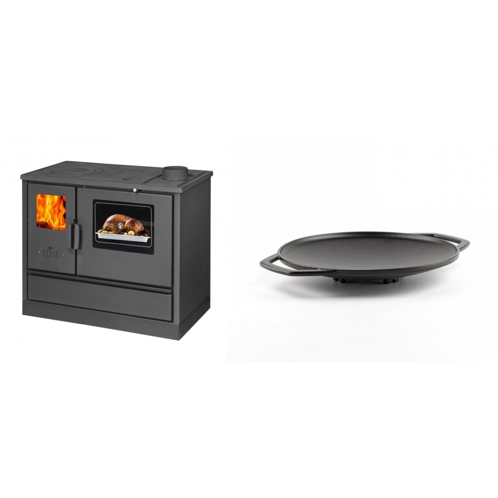 Set Küchenofen mit Backofen und Kochplatte Balkan Energy, Modell 4020, Obere Platte aus Gusseisen, Leistung 7.9kW + Backplatte aus Gusseisen Solagio, Ф28cm | Kaminofen - Holzofen mit Backfach | Kaminofen |
