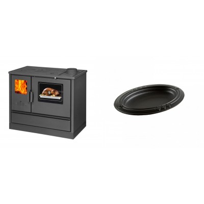 Set Küchenofen mit Backofen und Kochplatte Balkan Energy, Modell 4020, Obere Platte aus Gusseisen, Leistung 7.9kW + Gusseiserne auflaufform Solagio oval, 25x33cm - Balkan Energy