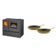 Set Küchenofen mit Backofen und Kochplatte Balkan Energy, Modell 4020, Obere Platte aus Gusseisen, Leistung 7.9kW + Gusseisen Topf Set aus 2 teilen Solagio, Dijon | Kaminofen - Holzofen mit Backfach | Kaminofen |