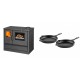 Set Küchenofen mit Backofen und Kochplatte Balkan Energy, Modell 4020, Obere Platte aus Gusseisen, Leistung 7.9kW + Gusseisen Topf Set aus 2 teilen Solagio, Black Onyx | Kaminofen - Holzofen mit Backfach | Kaminofen |