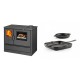 Set Küchenofen mit Backofen und Kochplatte Balkan Energy, Modell 4020, Obere Platte aus Gusseisen, Leistung 7.9kW + Gusseisen Topf Set aus 2 teilen Solagio, Black Onyx | Kaminofen - Holzofen mit Backfach | Kaminofen |