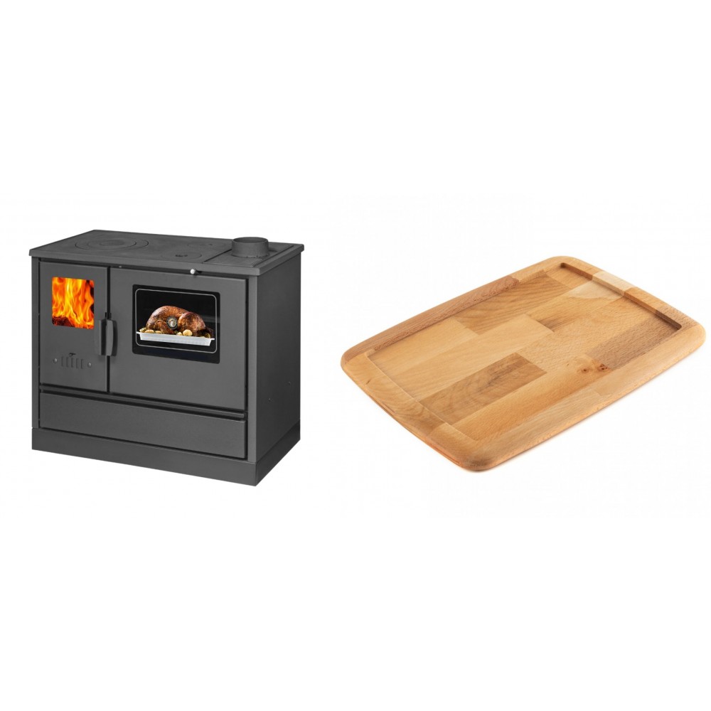 Set Küchenofen mit Backofen und Kochplatte Balkan Energy, Modell 4020, Obere Platte aus Gusseisen, Leistung 7.9kW + Holz untersetzer für gusseisenplatte Solagio HSST2131 | Kaminofen - Holzofen mit Backfach | Kaminofen |