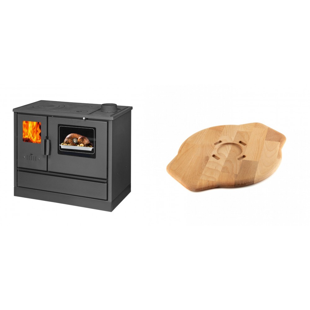 Set Küchenofen mit Backofen und Kochplatte Balkan Energy, Modell 4020, Obere Platte aus Gusseisen, Leistung 7.9kW + Holz untersetzer für Gusseisenplatte Solagio HSYSAK28 | Kaminofen - Holzofen mit Backfach | Kaminofen |
