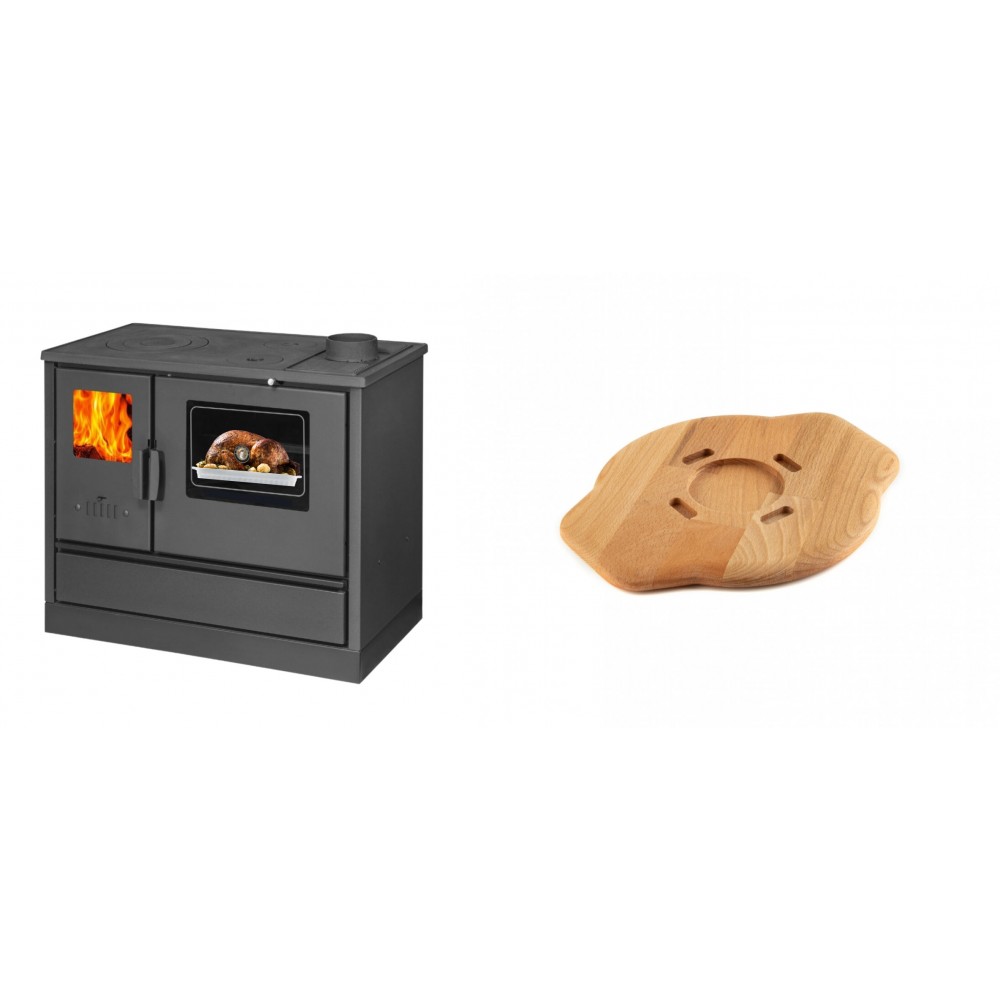 Set Küchenofen mit Backofen und Kochplatte Balkan Energy, Modell 4020, Obere Platte aus Gusseisen, Leistung 7.9kW + Holz untersetzer für gusseisenplatte Solagio HSYSAK20 | Kaminofen - Holzofen mit Backfach | Kaminofen |