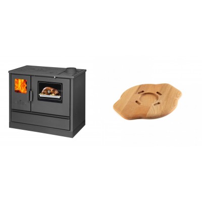Set Küchenofen mit Backofen und Kochplatte Balkan Energy, Modell 4020, Obere Platte aus Gusseisen, Leistung 7.9kW + Holz untersetzer für gusseisenplatte Solagio HSYSAK20 - Balkan Energy