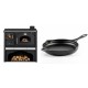 Set Küchenofen / Küchenhexe mit Backofen und Kochplatte Zvezda, Modell Classic GFS Keramik, Leistung 5.9 kW + Emaillierte Gusseisenpfanne Solagio, Black Onyx, Ф28cm | Kaminofen - Holzofen mit Backfach | Kaminofen |