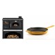 Set Küchenofen / Küchenhexe mit Backofen und Kochplatte Zvezda, Modell Classic GFS Keramik, Leistung 5.9 kW + Emaillierte Gusseisenpfanne Solagio, Dijon, Ф28cm | Kaminofen - Holzofen mit Backfach | Kaminofen |