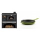 Set Küchenofen / Küchenhexe mit Backofen und Kochplatte Zvezda, Modell Classic GFS Keramik, Leistung 5.9 kW + Emaillierte Gusseisenpfanne Solagio, Bamboo, Ф24cm | Kaminofen - Holzofen mit Backfach | Kaminofen |