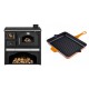 Set Küchenofen / Küchenhexe mit Backofen und Kochplatte Zvezda, Modell Classic GFS Keramik, Leistung 5.9 kW + Emaillierte grillpfanne Gusseisen Solagio, Dijon, 26x32cm | Kaminofen - Holzofen mit Backfach | Kaminofen |