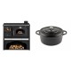 Set Küchenofen / Küchenhexe mit Backofen und Kochplatte Zvezda, Modell Classic GFS Keramik, Leistung 5.9 kW + Gusseisen Topf Tiefer Solagio, Black Onyx, Ф24 | Kaminofen - Holzofen mit Backfach | Kaminofen |