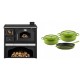 Set Küchenofen / Küchenhexe mit Backofen und Kochplatte Zvezda, Modell Classic GFS Keramik, Leistung 5.9 kW + Gusseisen Topf Set aus 3 teilen Solagio, Bamboo | Kaminofen - Holzofen mit Backfach | Kaminofen |