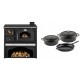 Set Küchenofen / Küchenhexe mit Backofen und Kochplatte Zvezda, Modell Classic GFS Keramik, Leistung 5.9 kW + Gusseisen Topf Set aus 3 teilen Solagio, Black Onyx | Kaminofen - Holzofen mit Backfach | Kaminofen |