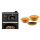 Set Küchenofen / Küchenhexe mit Backofen und Kochplatte Zvezda, Modell Classic GFS Keramik, Leistung 5.9 kW + Gusseisen Topf Set aus 3 teilen Solagio, Dijon | Kaminofen - Holzofen mit Backfach | Kaminofen |