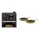 Set Küchenofen / Küchenhexe mit Backofen und Kochplatte Zvezda, Modell Classic GFS Keramik, Leistung 5.9 kW + Gusseisen Topf Set aus 2 teilen Solagio, Dijon | Kaminofen - Holzofen mit Backfach | Kaminofen |