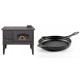 Set Küchenofen / Küchenhexe mit Backofen und Kochplatte Balkan Energy, Modell 4014, Leistung 7.9kW + Emaillierte grillpfanne Gusseisen Solagio, Black Onyx, Ф28cm | Kaminofen - Holzofen mit Backfach | Kaminofen |