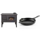 Set Küchenofen / Küchenhexe mit Backofen und Kochplatte Balkan Energy, Modell 4014, Leistung 7.9kW + Emaillierte Gusseisenpfanne Solagio, Black Onyx, Ф28cm | Kaminofen - Holzofen mit Backfach | Kaminofen |