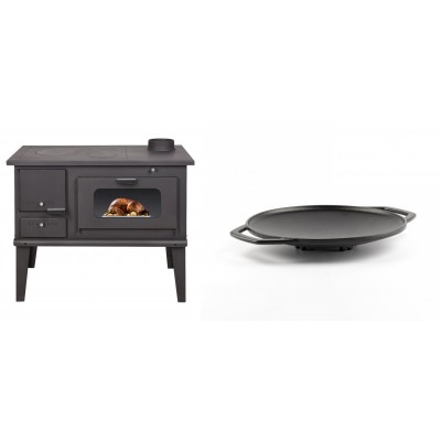 Set Küchenofen / Küchenhexe mit Backofen und Kochplatte Balkan Energy, Modell 4014, Leistung 7.9kW + Backplatte aus Gusseisen Solagio, Ф28cm - Balkan Energy