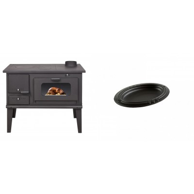 Set Küchenofen / Küchenhexe mit Backofen und Kochplatte Balkan Energy, Modell 4014, Leistung 7.9kW + Gusseiserne auflaufform Solagio oval, 17x28cm - Balkan Energy