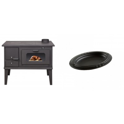 Set Küchenofen / Küchenhexe mit Backofen und Kochplatte Balkan Energy, Modell 4014, Leistung 7.9kW + Gusseiserne auflaufform Solagio oval, 25x33cm - Balkan Energy