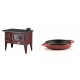 Set Küchenofen / Küchenhexe mit Backofen und Kochplatte Zvezda, Modell Narodna E Braun, Beine, Leistung 6.1 kW + Emaillierte gusseisenpfanne mit zwei Griffen Solagio, Rubin, Ф16cm | Kaminofen - Holzofen mit Backfach | Kaminofen |