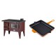 Set Küchenofen / Küchenhexe mit Backofen und Kochplatte Zvezda, Modell Narodna E Braun, Beine, Leistung 6.1 kW + Emaillierte grillpfanne Gusseisen Solagio, Dijon, 26x32cm | Kaminofen - Holzofen mit Backfach | Kaminofen |