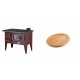 Set Küchenofen / Küchenhexe mit Backofen und Kochplatte Zvezda, Modell Narodna E Braun, Beine, Leistung 6.1 kW + Holz untersetzer für ovale gusseisenpfanne Solagio HSFT1825 | Kaminofen - Holzofen mit Backfach | Kaminofen |