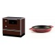 Set Küchenofen / Küchenhexe mit Backofen und Kochplatte Alfa Plam, Modell Alfa 90 H Favorit Braun Rechts, Leistung 6.4kW + Emaillierte gusseisenpfanne mit zwei Griffen Solagio, Rubin, Ф22cm | Kaminofen - Holzofen mit Backfach | Kaminofen |
